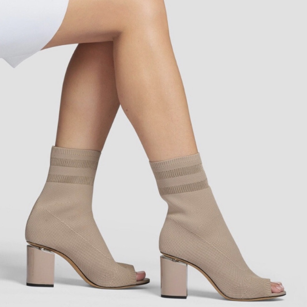 Alexander Wang Cat Stretch Sock Boots Heels Beige 38